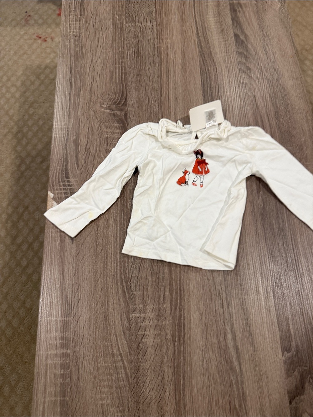 Janie and Jack Cream Long-Sleeve Top with Red Dress Graphic
